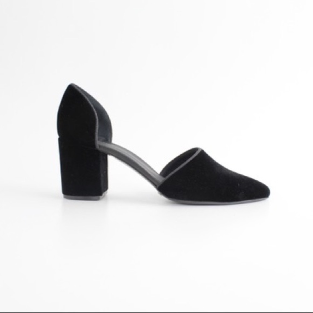 JENNI KAYNE Black Velvet d’Orsay Leather Heels Shoes New Block Heel Pumps 9